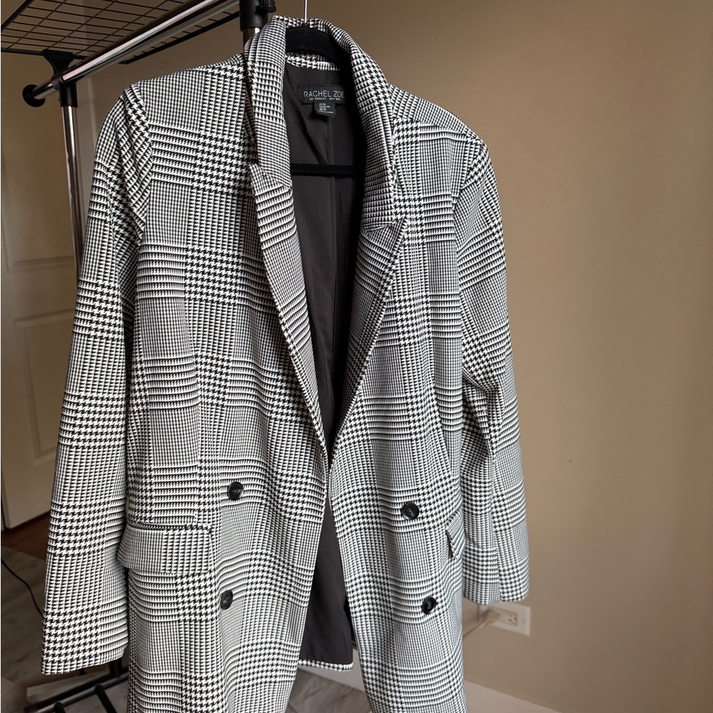 Rachel Zoe Houndstooth Blazer in Black and White